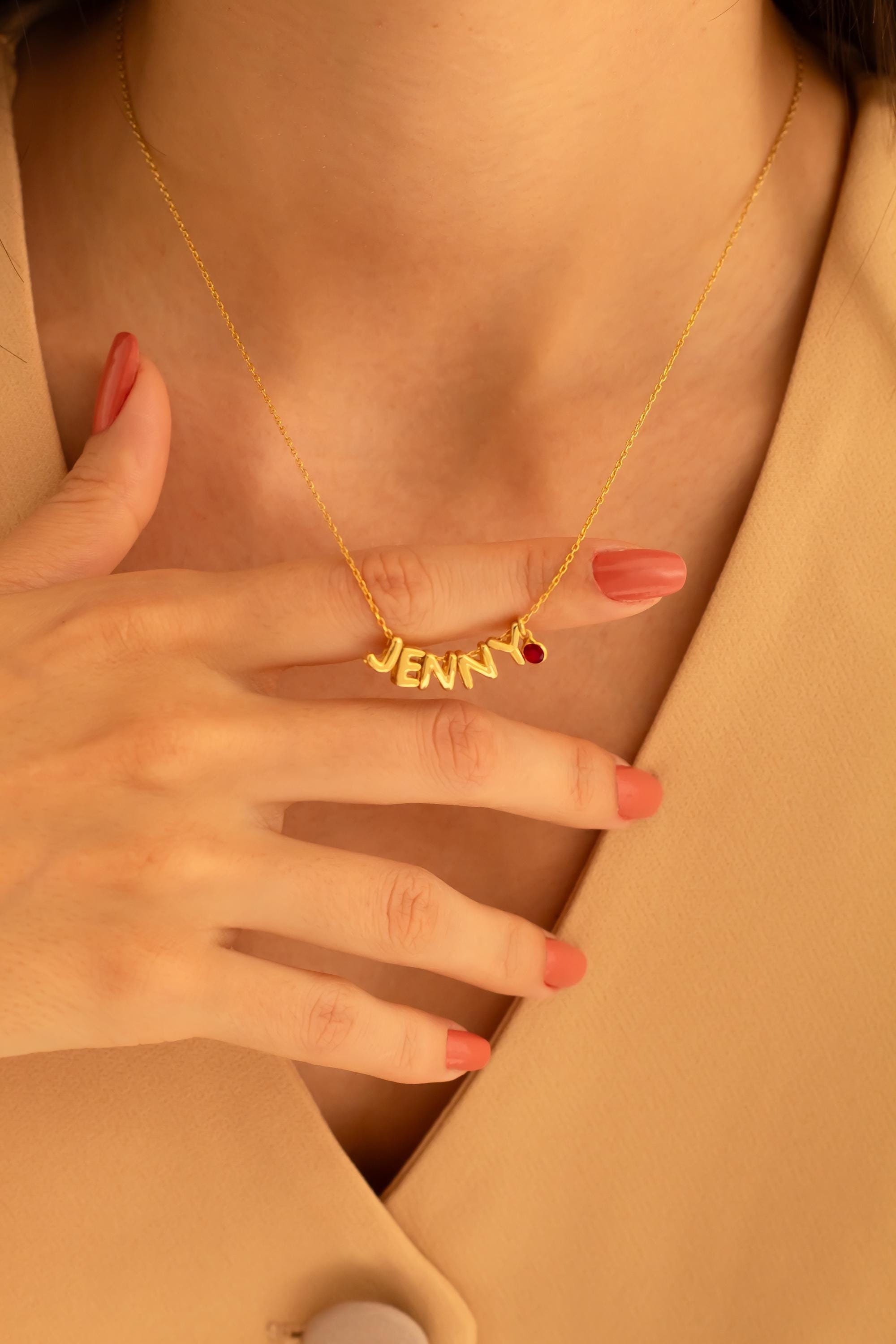 Collana con nome 3D personalizzato - Ciondolo iniziale a forma di bolla personalizzato - Regalo per lei - Ciondolo con lettera 3D personalizzata - Gio