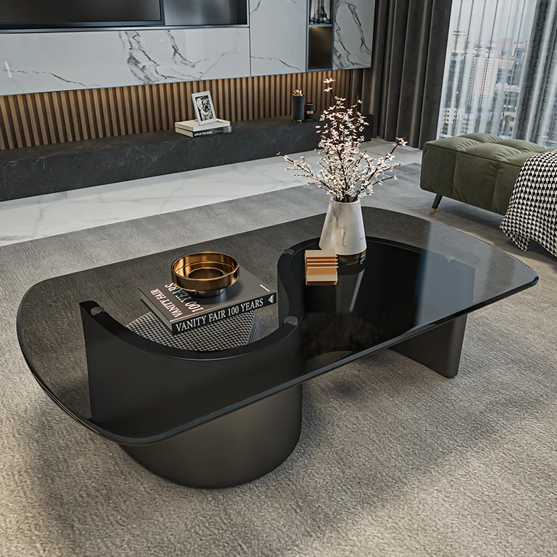Couchtisch aus gehärtetem Glas, rechteckig, Wohnzimmer-Lounge-Center, sitzender Tisch, Luxus-Dekor-Service, moderne Innenmöbel Image