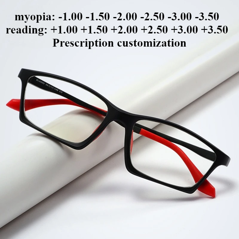 56 mm-142 mm, rechteckige Herren-Lesebrille mit großem Gesicht, TR90, sportlicher Stil, individuell verschreibungspflichtige, blaues Licht blockierende Lesebrille Image