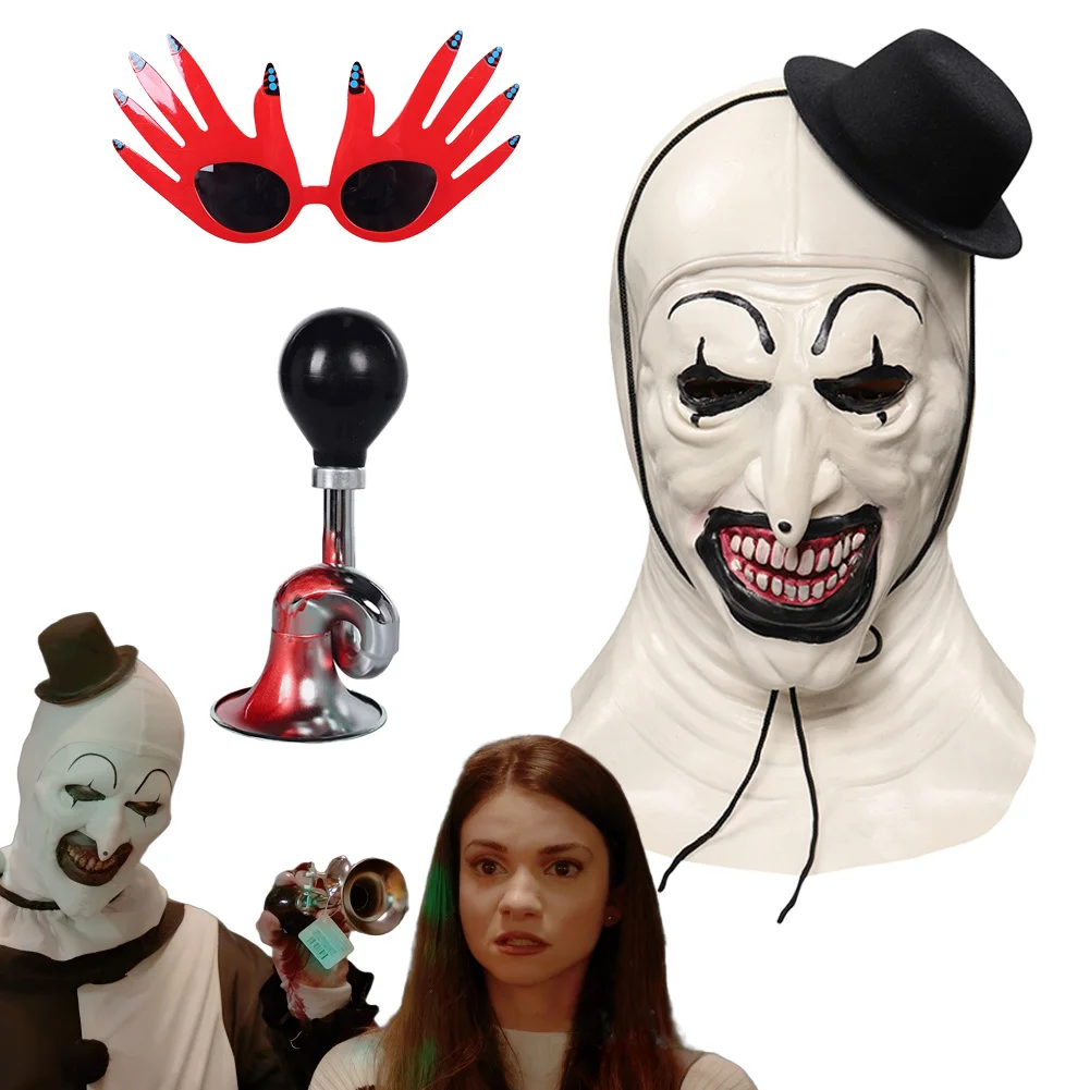 Terrifier 3 Cosplay Kunst Clown Kleines Horn Weihnachtsmann Maske Kostüm Zubehör 2024 Film Männer Halloween Karneval Party Requisiten Image