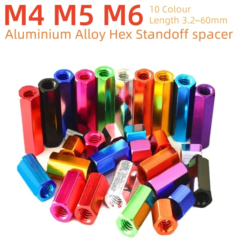 M4 M5 M6 Aluminiumlegierung Sechskant-Abstandshalter, Sechskant-Bolzen, Schraube, Mutter, Innengewinde, Schlauch, Doppelpass-Sechskant-Säulen-Säulen Image