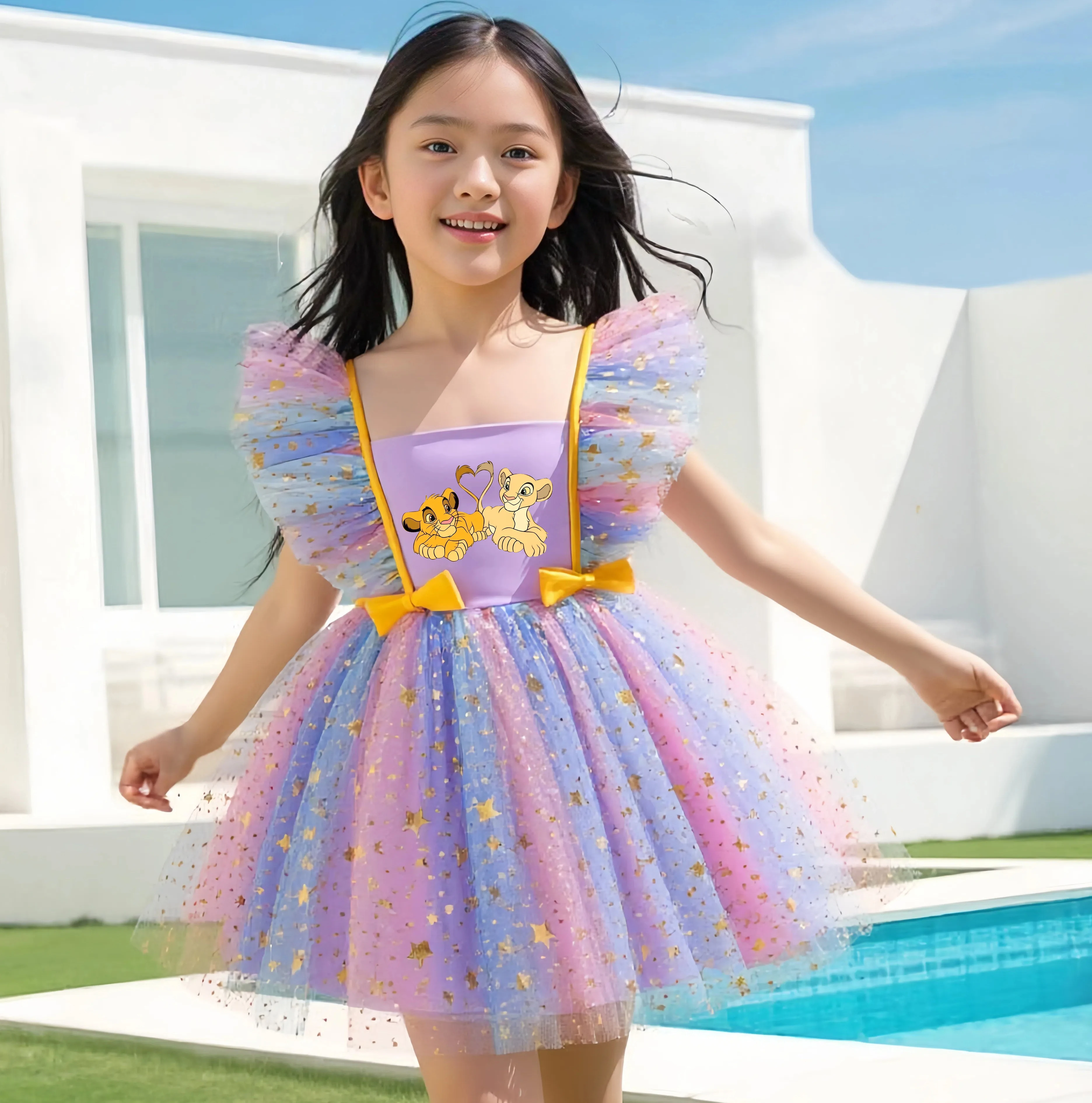 Der König der Löwen Baby Prinzessin Kleid Mädchen Geburtstag Party Kleider Kinder Weihnachten Kinder Ärmellose Tüll Tutu Kleidung 1-5Y Image
