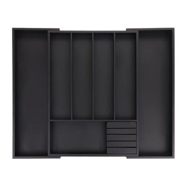 relaxdays Besteckkasten ausziehbar mit Messereinsatz bis zu 55 cm breit Schwarz Image