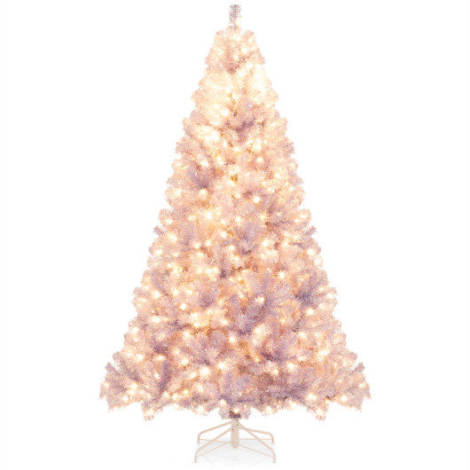 Costway 6/7.5 FT Pre-Lit Tinsel Christmas Tree Artificial Xmas Tree-M