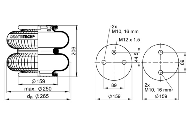 CONTITECH AIR SPRING Federbalg, Luftfederung Premium Range Luftfederung-Achsanhebung FD 200-19 P04 Image