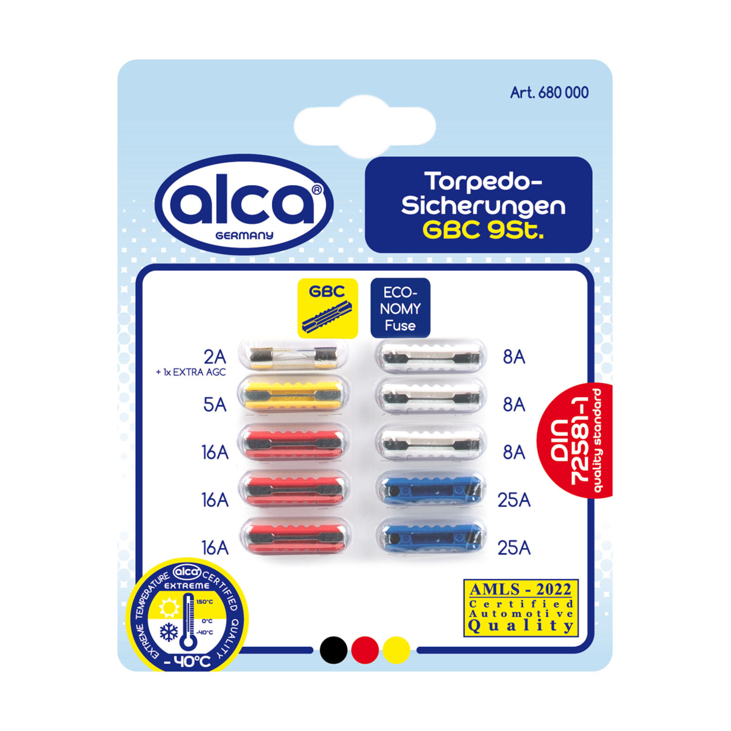 ALCA Torpedo-Sicherungen 2A - 25A; 10St. Blister Sicherung 680000 Image