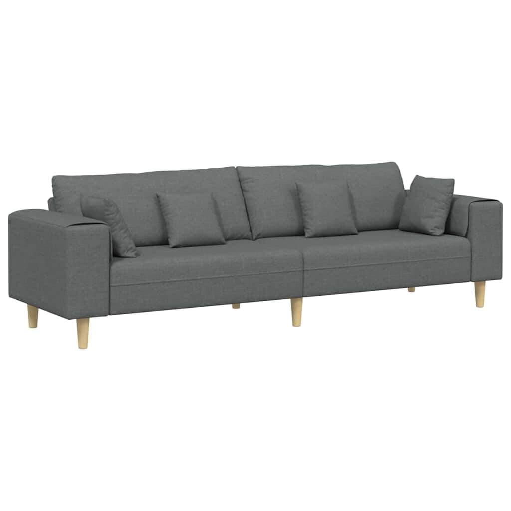 vidaXL Stoffsofa mit Kissen Dunkelgrau 208 cm Stoff Image