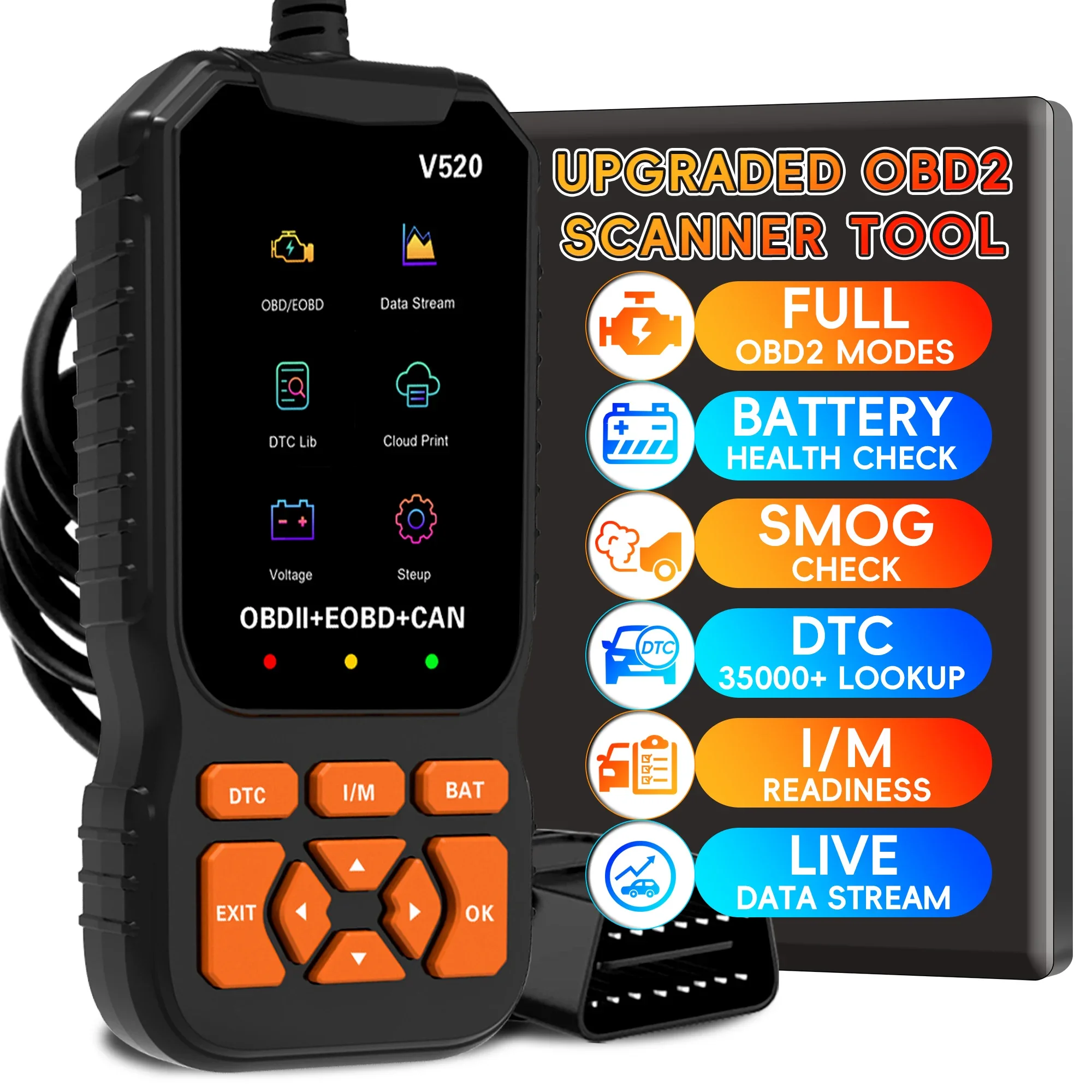 Outil de Diagnostic de lecteur OBD2, Scanner de Code de voiture OBDII EOBD vérifier le Code de défaut de lumière du moteur, outil de Diagnostic de protocoles CAN de Code OBD