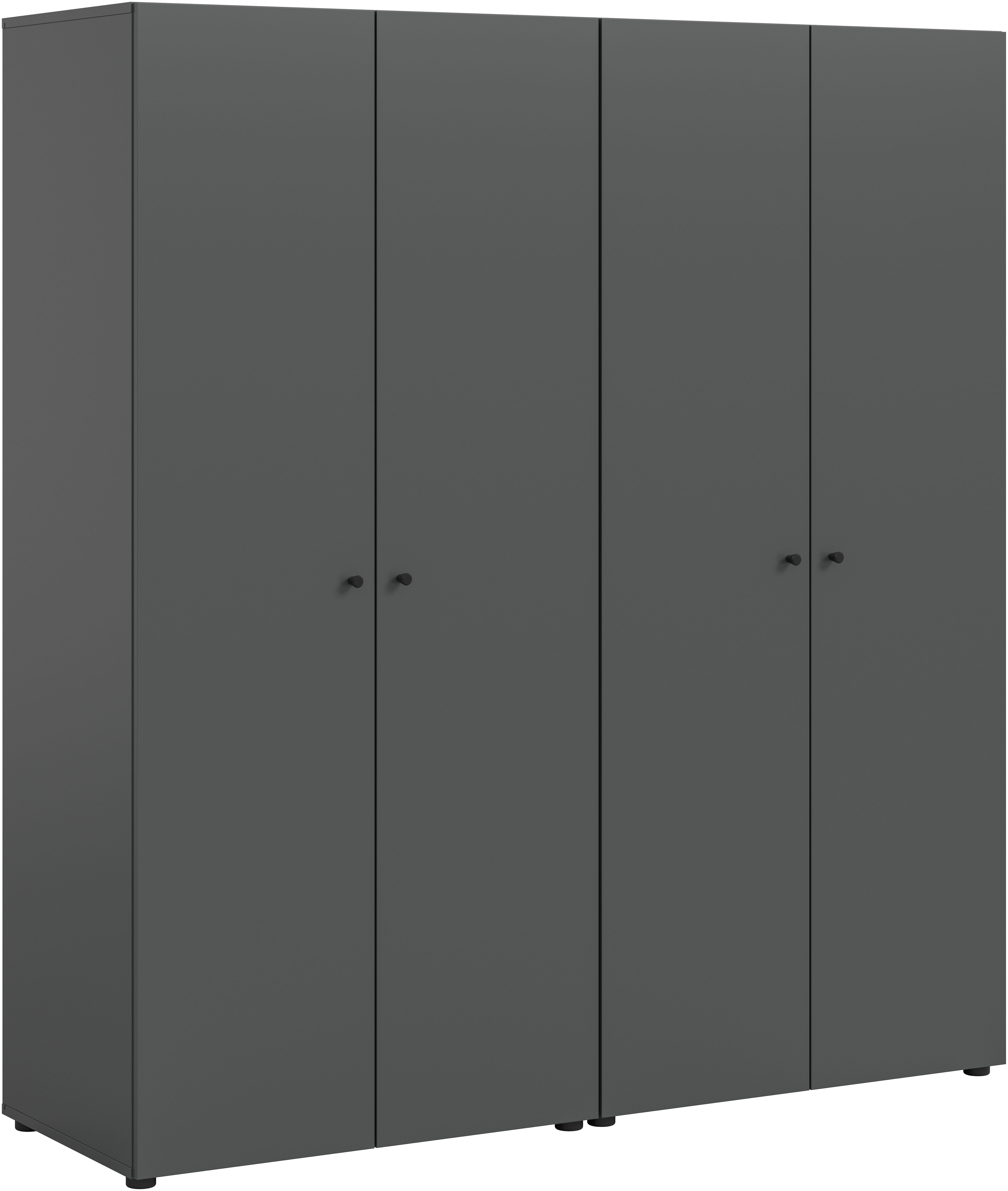 Kleiderschrank HOME AFFAIRE "BILLINGS, TOPSELLER, Schlafzimmerschrank, Schrank, Garderobenschrank", grau, B:160cm H:176cm T:51cm, FSC-zertifizierter Holzwerkstoff, Schränke, Breite 160cm, grau, 4-türig, inkl. 2 Kleiderstangen und 2 Ablageböden Image
