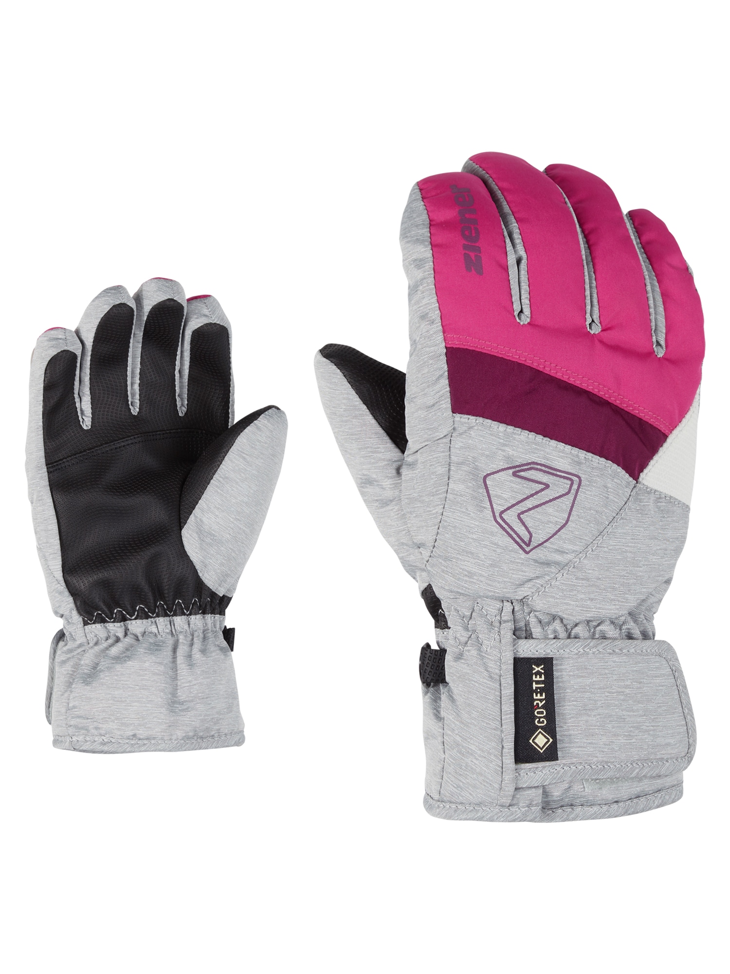 Skihandschuhe ZIENER "LEIF-Z GTX glove junior", Kinder, Gr. 6, rosa (pop pink.light mélange), Obermaterial: 100% Polyester; Innenhand: 100% Polyester; Futter: 100% Polyester; Wattierung: 100% Polyester (recycelt), Handschuhe Image