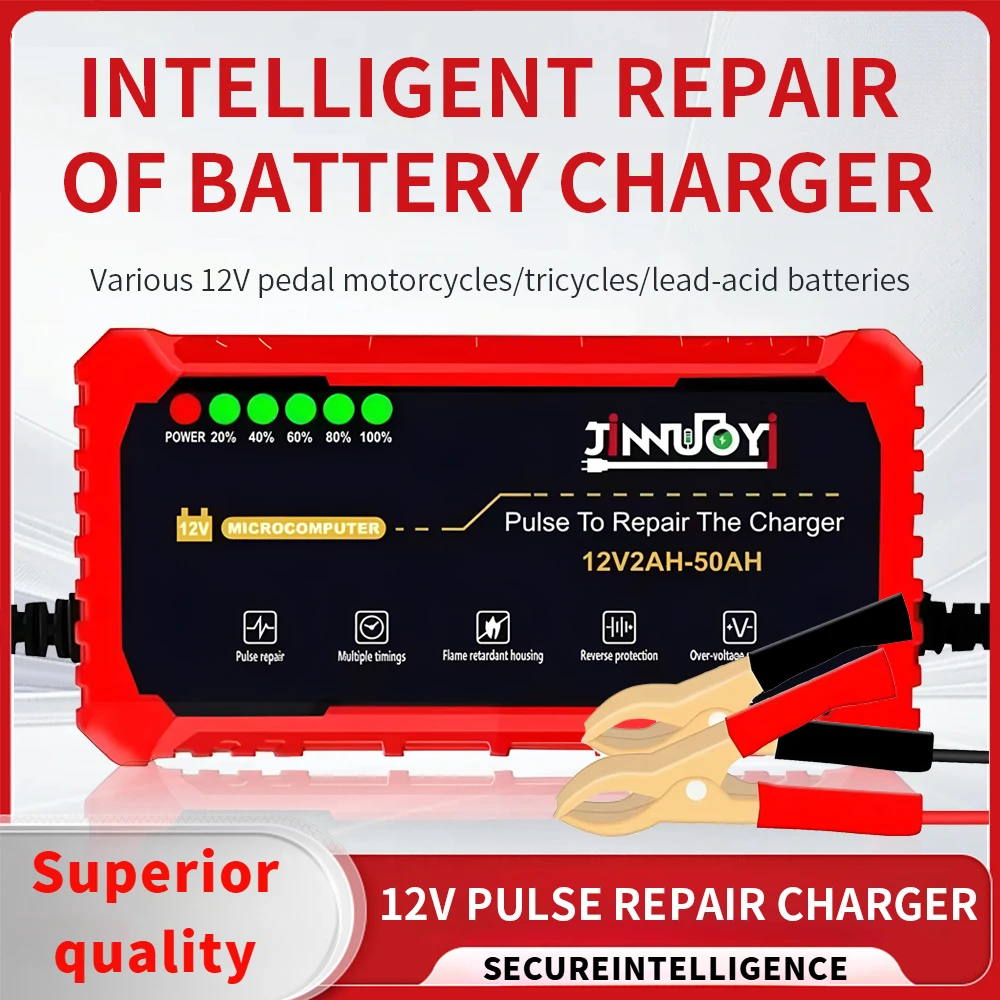 Chargeur et mainteneur de batterie de voiture et de moto 12V3A, écran d