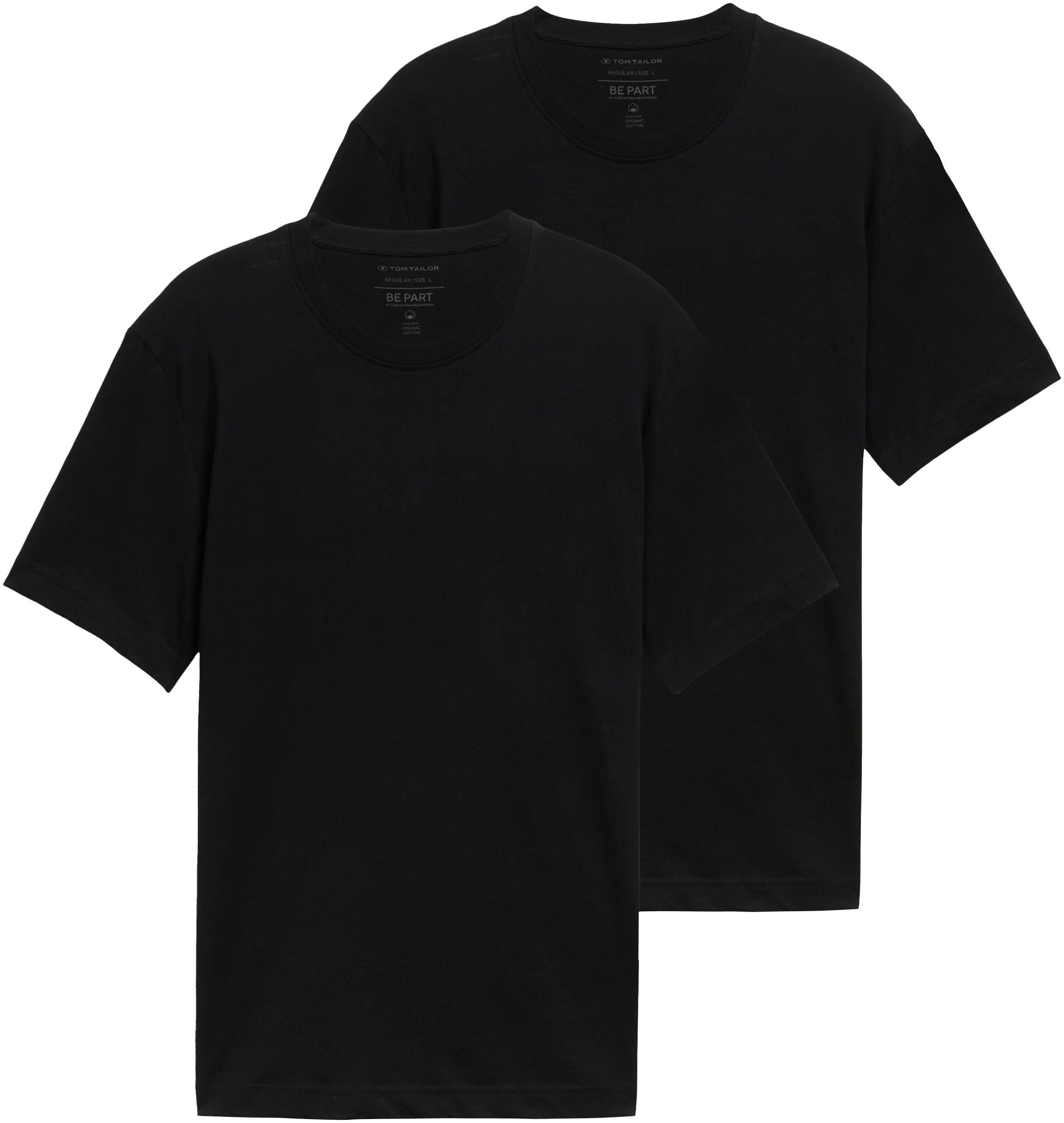 T-Shirt TOM TAILOR, Herren, Gr. XL, schwarz, Obermaterial: 100% Baumwolle, regular fit, Rundhals, Shirts, unifarben Image