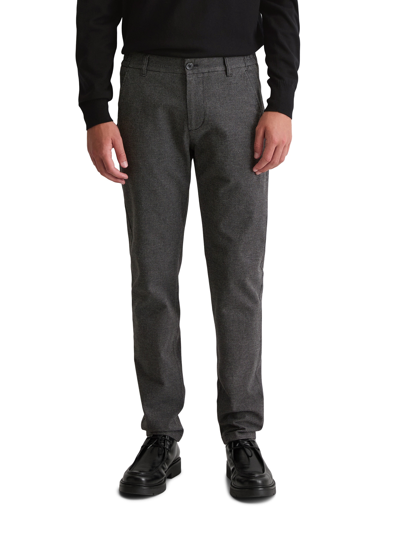 Chinohose MARC O'POLO "aus Bio-Baumwoll-Lyocell-Mix", Herren, Gr. 33, Länge 36, multi, schwarz, Obermaterial: 49% Baumwolle, 48% Viskose, 3% Elasthan, gemustert, figurbetont normal, Hosen Image