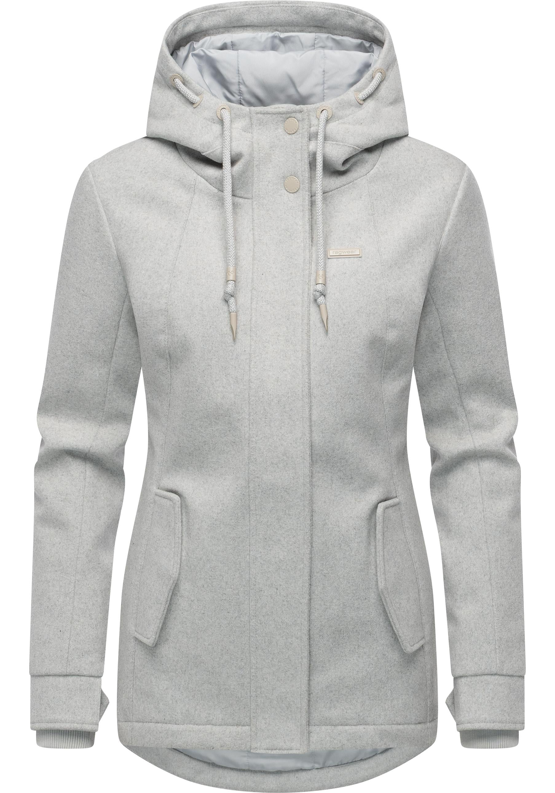 Winterjacke RAGWEAR "Monadde Felt YOUMODO", Damen, Gr. XS (34), ash, Obermaterial: 100% Polyester, Innenfutter: 100% Polyester, Wattierung: 100% Polyester, Basic, tailliert Po-bedeckend, hoch geschlossener Ausschnitt, mit Riegel,verstellbar... Image