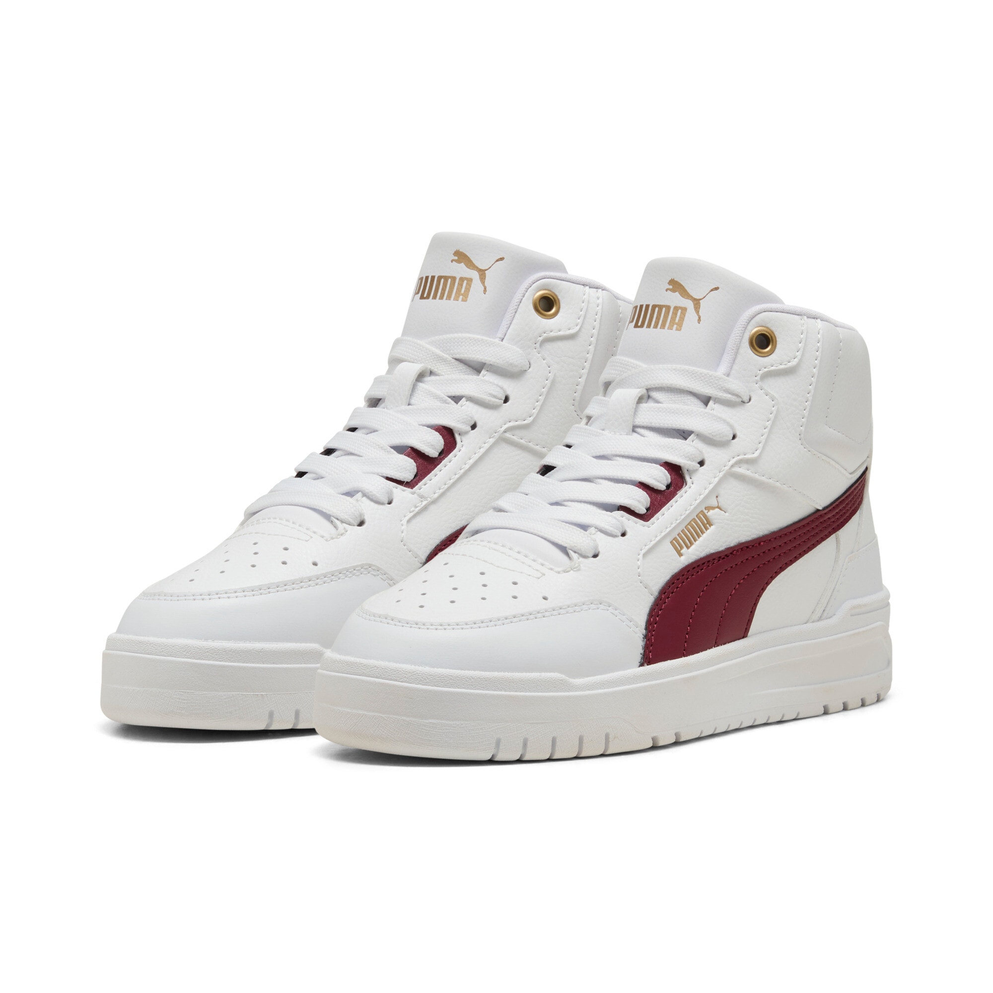 Sneaker PUMA "SHUFFLE DOWNTOWN MID JR", Gr. 37,5, puma weiß, team regal rot, puma gold, Synthetik, Schuhe Image