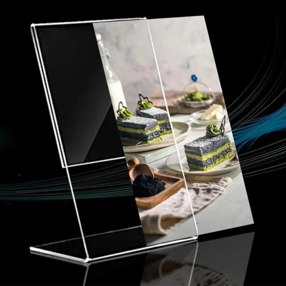 1X Für A6 Transparent Acryl Display Stand Schreibtisch Display Karte Stand 10 cm x 15 cm Doppel Seite klar Menü Stand Ad-Rahmen Foto Halter Image