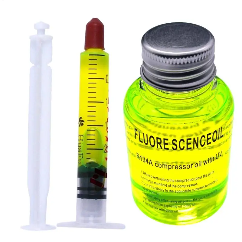 Leckerkennungsöl für automatische Klimaanlage, fluoreszierendes Kältemittel-Leckdetektormittel, langlebiges Erkennungsmittel für LKW, Wohnmobil Image