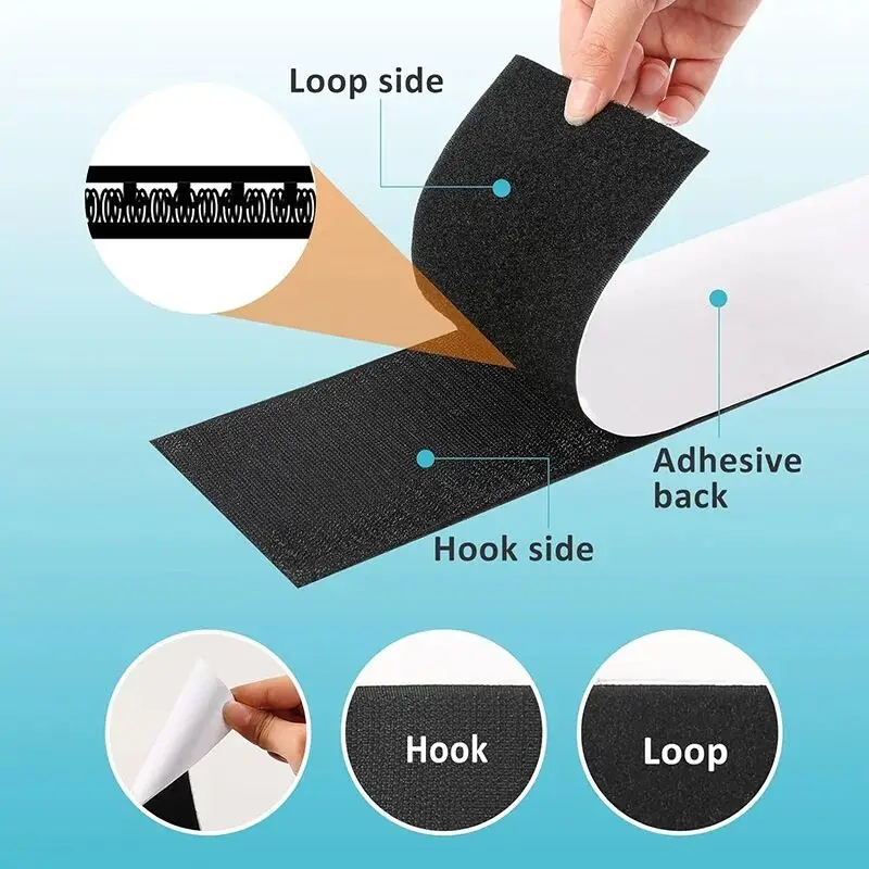 Starkes selbstklebendes Klettband, 25 Meter, robuster Nylon-Klettverschlussstreifen, wiederverwendbar, für Heimwerker, Basteln, Heim- und Autodekoration Image