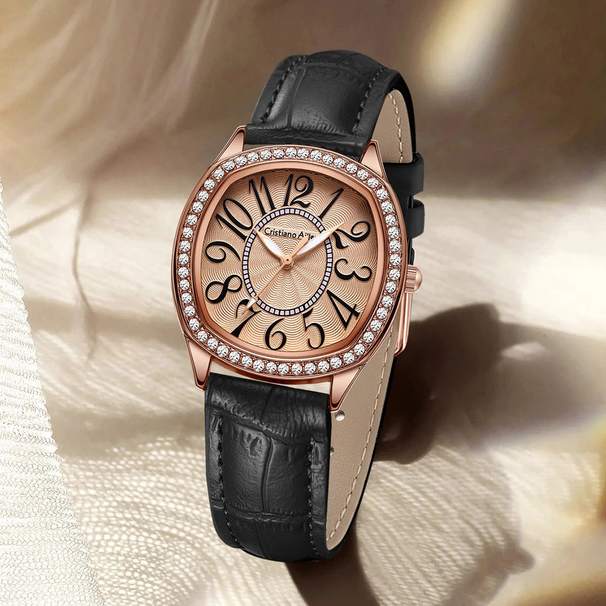 Leichte Luxus Frauen Uhr modisch und einfach mit Diamant eingelegten Fall Frauen Quarzuhr vielseitige Frauen Uhr Uhr Geschenk Image