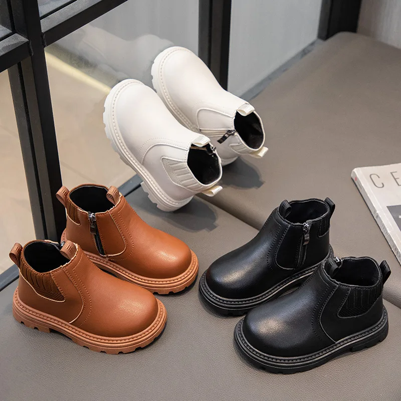 Autunno Inverno Bambino Bambini Stivaletti Super Caldi Ragazzi Ragazze Scarpe Pu Stivali per bambini in pelle Moda Stivali per bambini Scarpe da neve per bambini