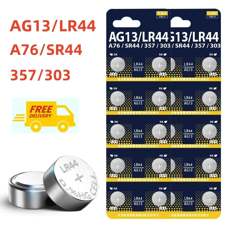 10-100PCS LR44 AG13 Knopfzelle 1,5 V 357 SR44 LR1154 Knopfzelle SR1154 SP76 Batterien für Uhr Spielzeug Fernbedienung Image