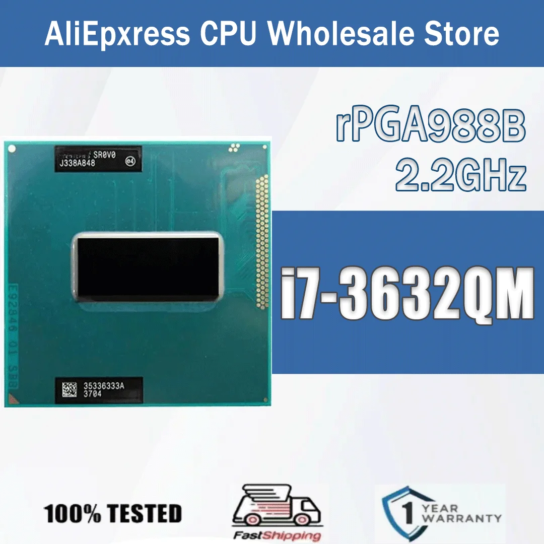 Intel Core I7-3632QM 2,2 GHz 4 Kerne 8 Threads 6M 35 W I7 3632QM Computer CPU Prozessor Server Sockel G2 / RPGA988B SR0V0 Image