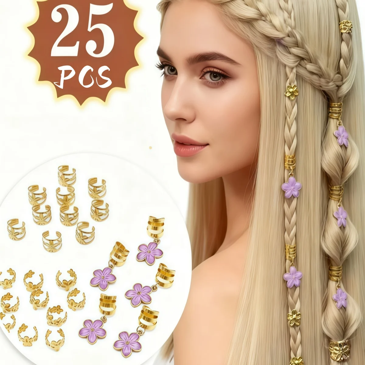 Die 25 neue Blumen-Dreadlocks haben verstellbare Öffnungen, sind süß und verspielt und sind perfekt für tägliche Datteln Image