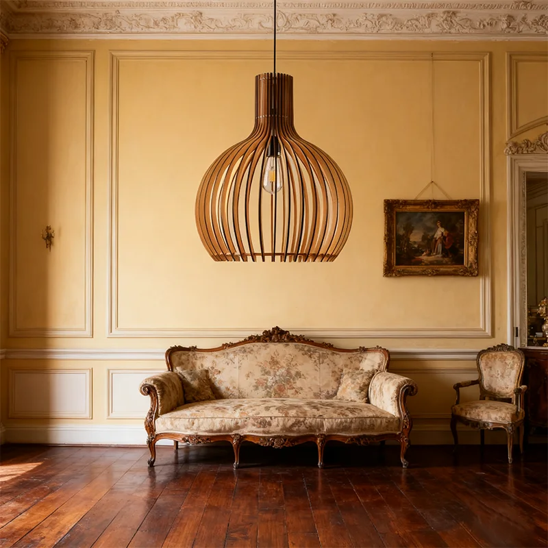 Holz Pendelleuchte Vogelkäfig Pendelleuchte Restaurant Kronleuchter Korridor Wohnzimmer Esszimmer Hängezimmer Dekoration Lampen