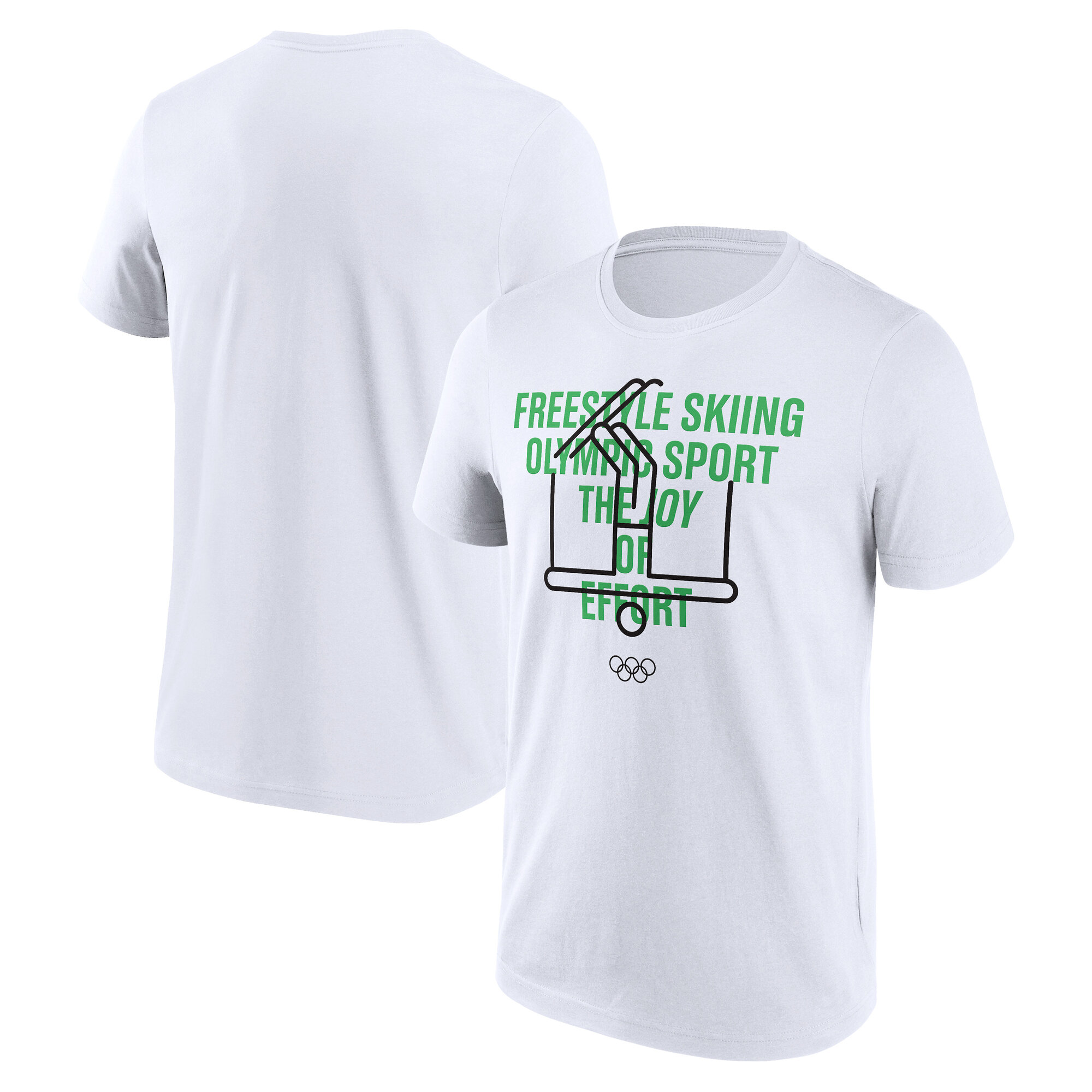 The Olympic Collection Freestyle Ski Grafik T-Shirt – Weiß Image