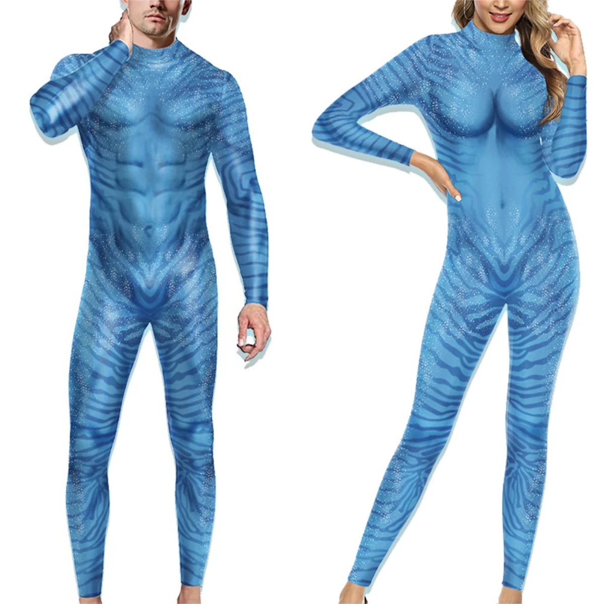 Film Avatar Der Weg des Wassers Alien Cosplay Kostüm 3D Overall Frauen Männer Avatar Body für Frauen Männer Kinder Halloween Kostüm Image
