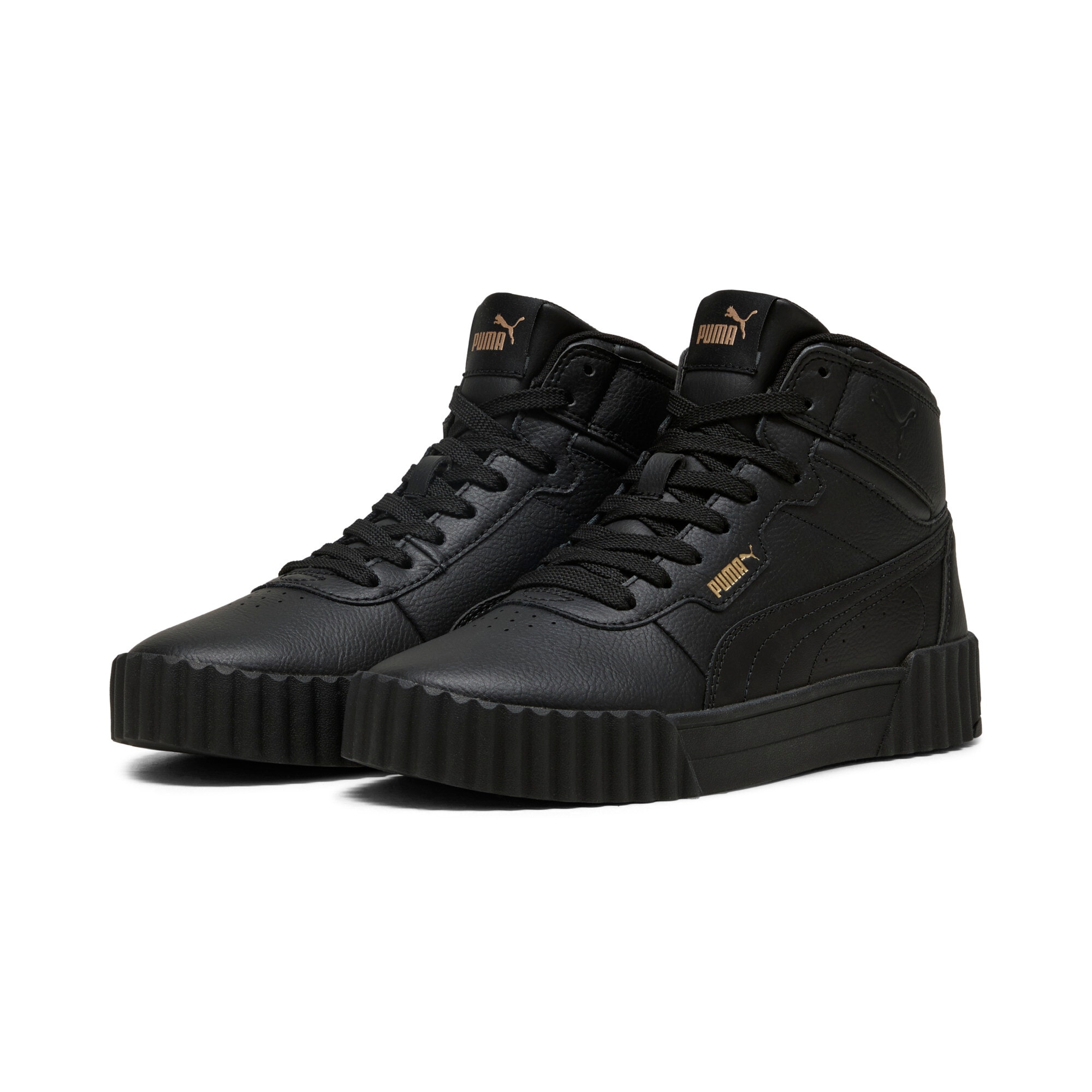Sneaker PUMA "CARINA 3.0 MID", Damen, Gr. 37,5, schwarz (puma schwarz, puma gold), Schuhe Sneaker