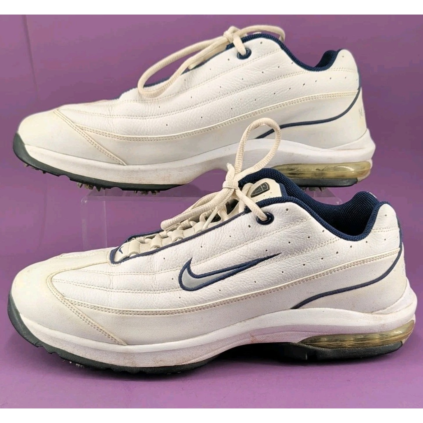 Nike Shoes | 11w Nike Max Air Mens 031101 Ln2 White Black Golf Shoes | Color: White | Size: 11w