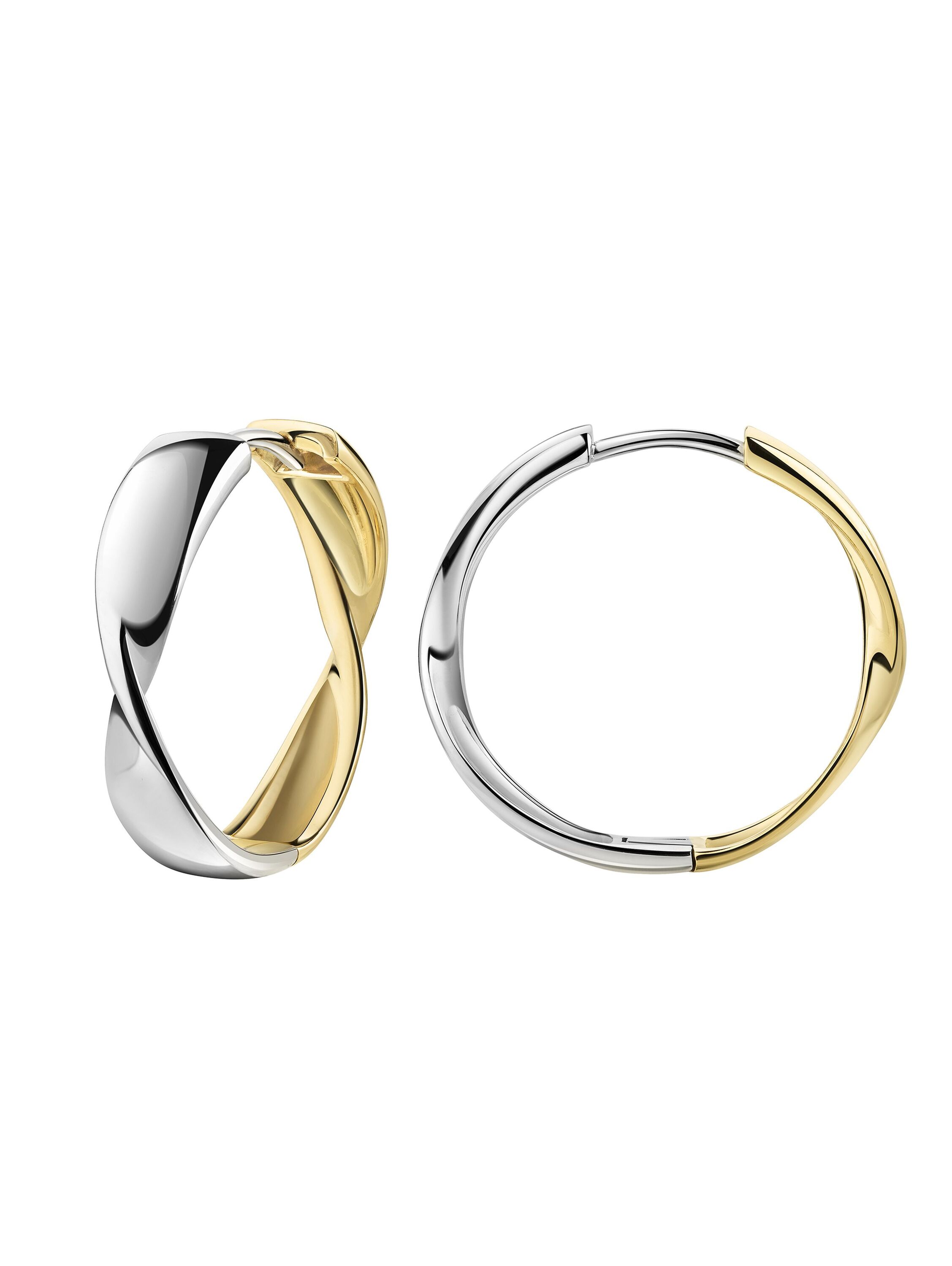 Zeeme Silber Klappcreolen 925/- Sterling Silber rhodiniert und vergoldet Image