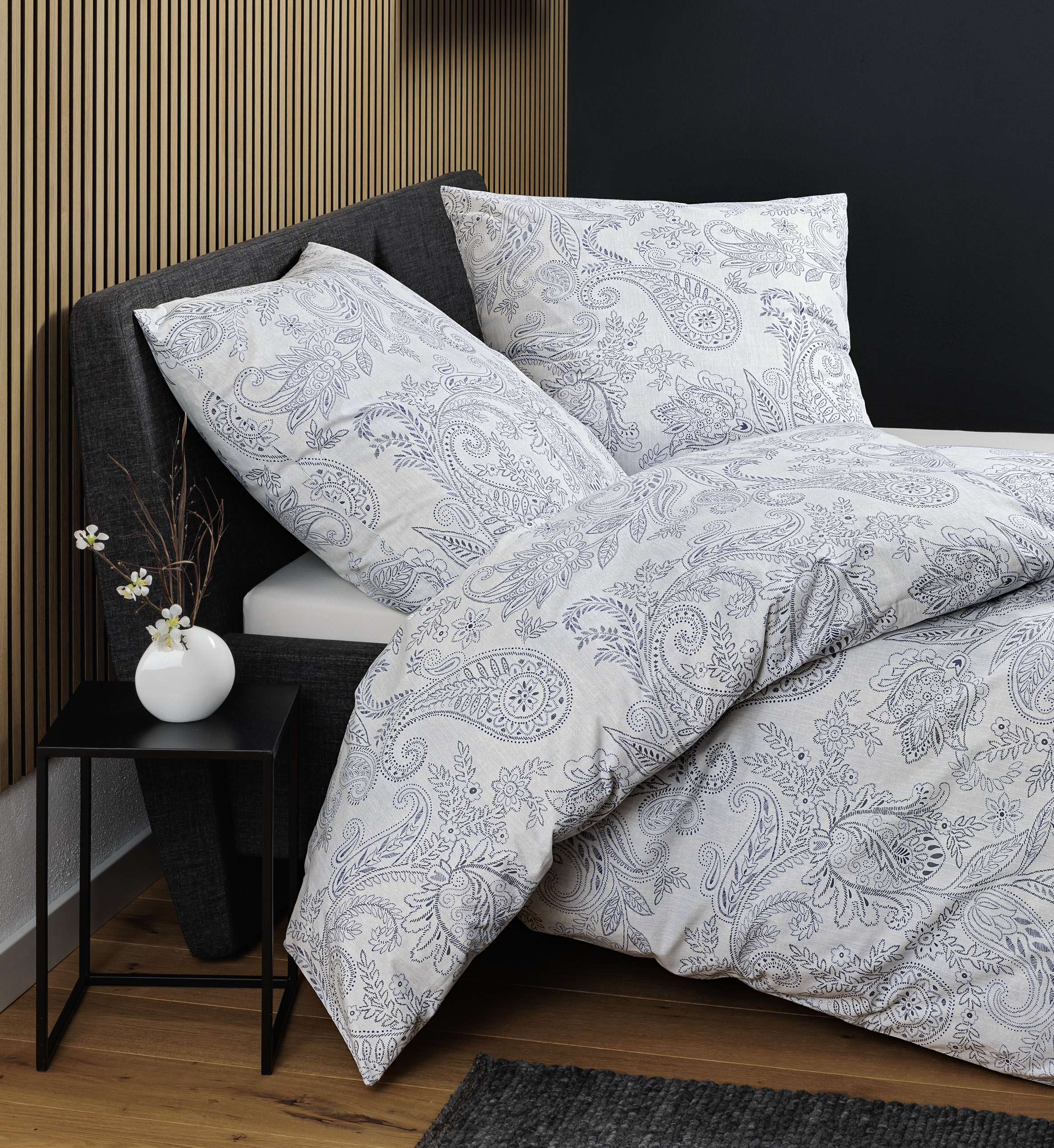 Bettwäsche JANINE "Soft-Cotton71001 0", blau, B/L: 155cm x 200cm, 1 Stk., 1 Stk., Linon, B/L: 80cm x 80cm, Linon, Obermaterial: 100% Baumwolle, Bettwäsche, mit Reissverschluss Image
