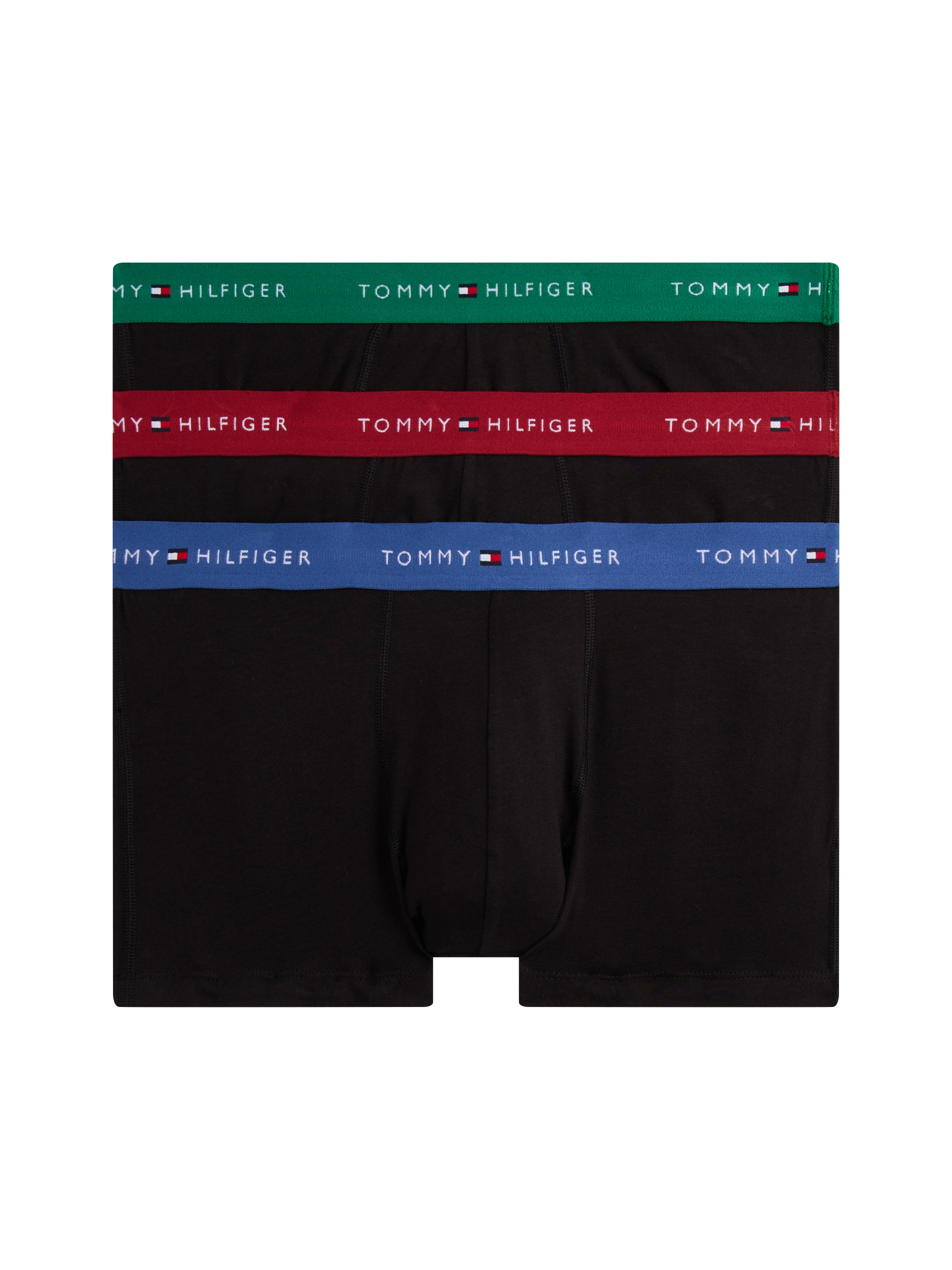 Trunk "3P WB TRUNK", Herren, Gr. M (50), reg rot, blu awrd, nouv grün, Jersey, Obermaterial: 95% Baumwolle, 5% Elasthan, TOMMY HILFIGER UNDERWEAR, körpernah, Unterhosen, mit Logo-Elastikbund Image