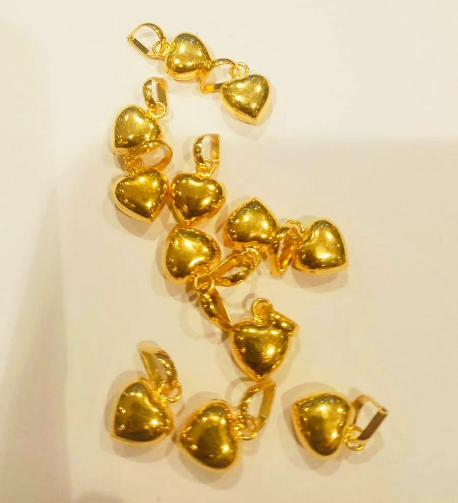 Ciondolo a forma di cuore in oro 22k-Ciondolo a forma di cuore-Ciondolo in oro massiccio-Ciondolo d'amore per coppie-Ciondolo in oro massiccio-Ciondol