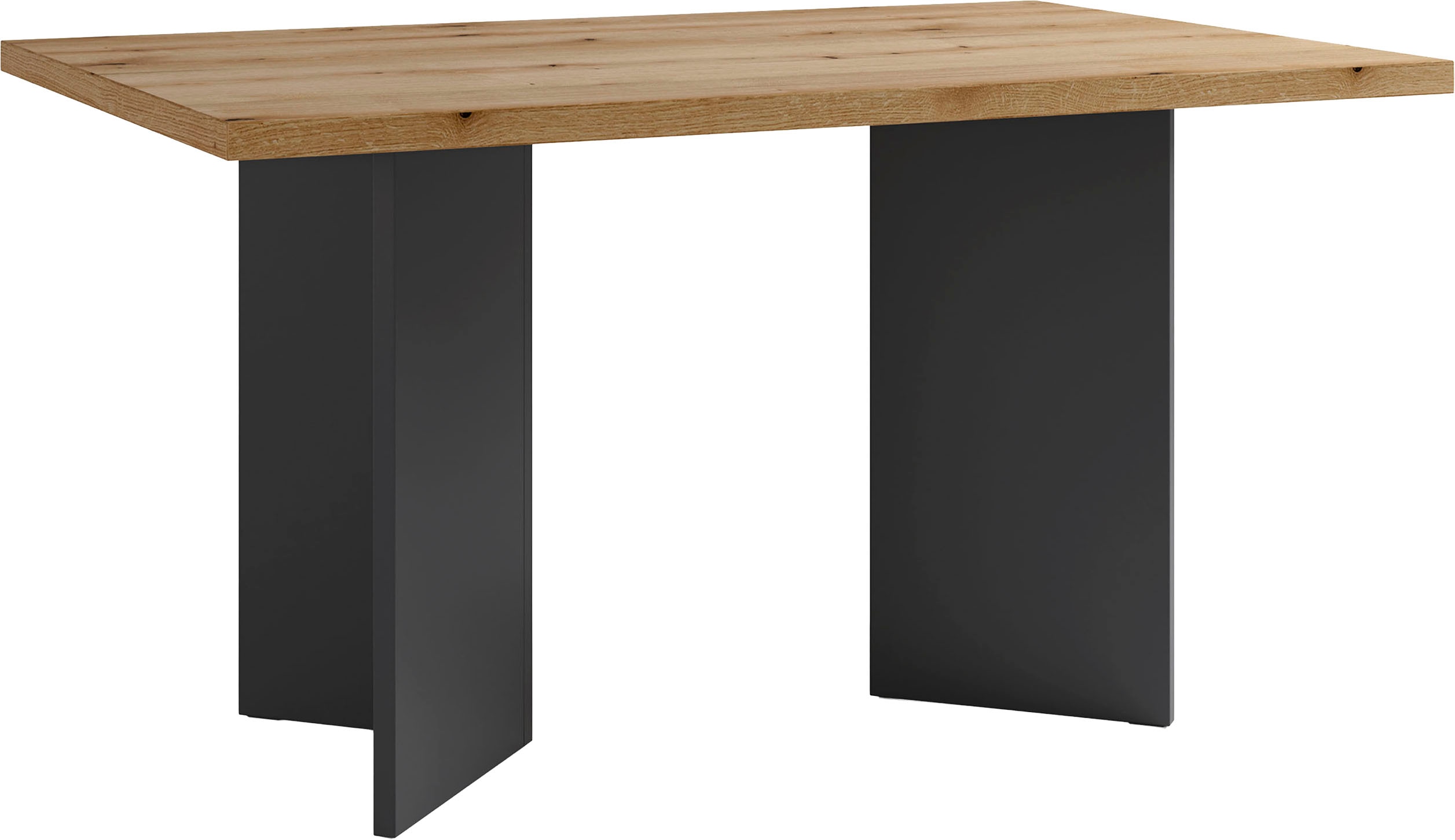 Esstisch BYLIVING "Marten", anthrazit, evoke eiche, B:140cm H:75,5cm T:90cm, Tische, Esstisch, moderner Wangentisch in Eiche Nachbildung, 140 und 160 cm