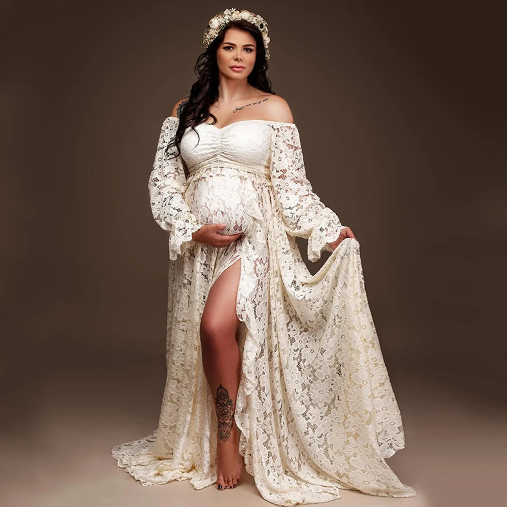 Maternity Dress Photoshoot Flower Pregnant Clothes Baby Shower Dresses For Photography Studio Babyshower Shooting Clothing