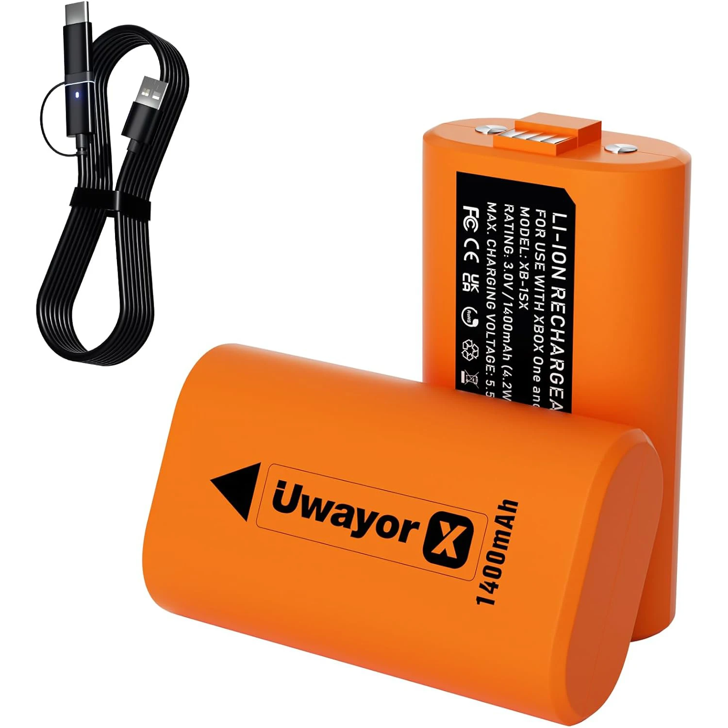 Uwayor Xbox Battery Pack (Orange) for Xbox Series X, Xbox Series S, Xbox One, Xbox One S, Xbox One X, Xbox One Elite Controller