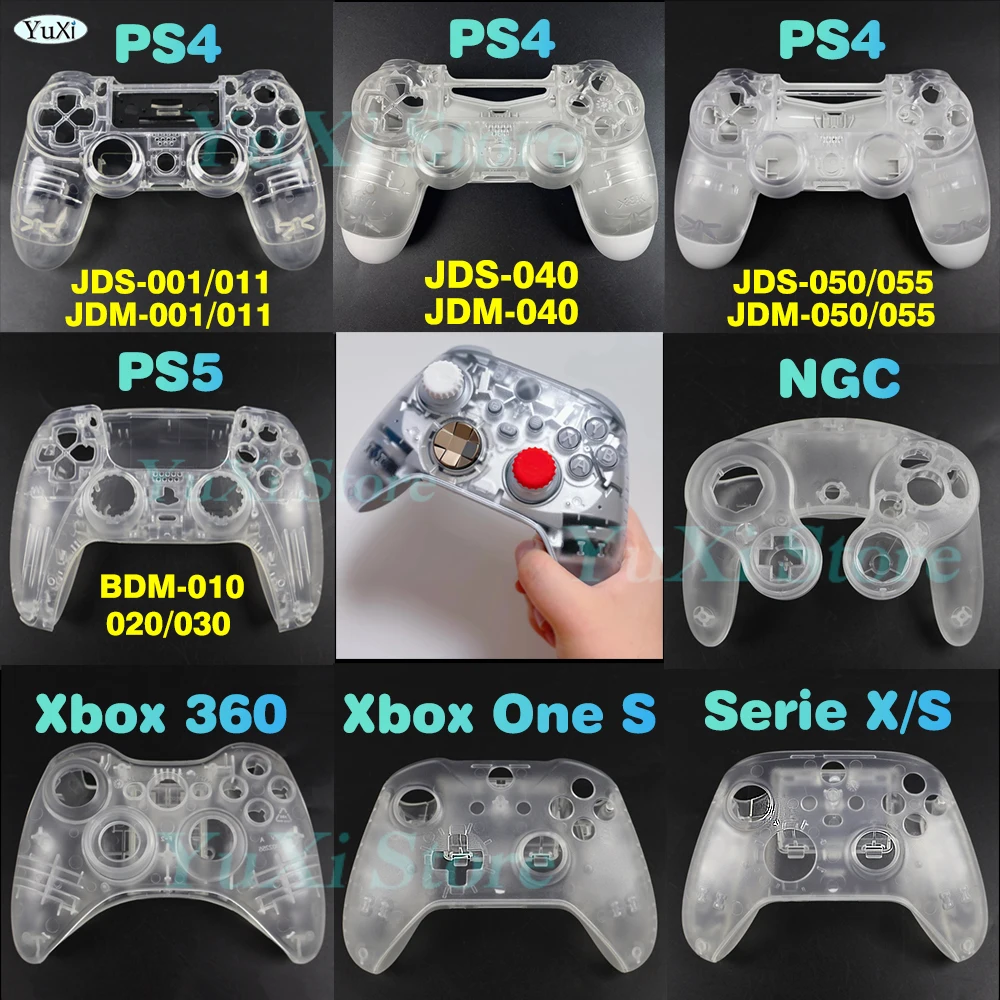 Transparent Full Housing Shell Replacement Case For PS4 Pro Slim PS5 Controller For Xbox One Slim Xbox Series XS Xbox 360 NGC