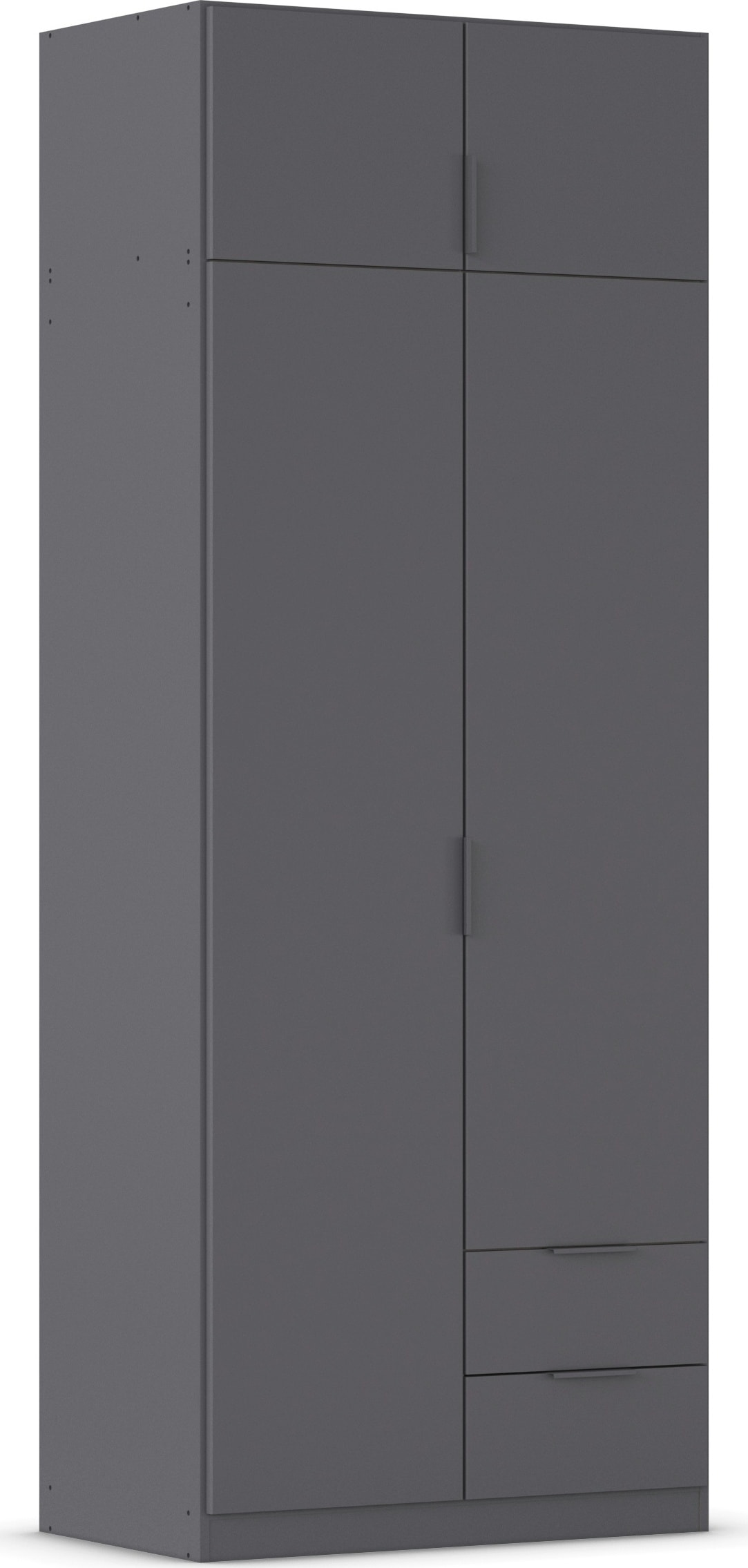 Kleiderschrank RAUCH "Drehtürenschrank Schrank Garderobe Ankleide Schlafzimmer LAGOA", graumetallic, B:91cm H:235cm T:54cm, Holzwerkstoff, Schränke, mit geräumigen Schubladen, optional mit Aufsatz MADE IN GERMANY Image