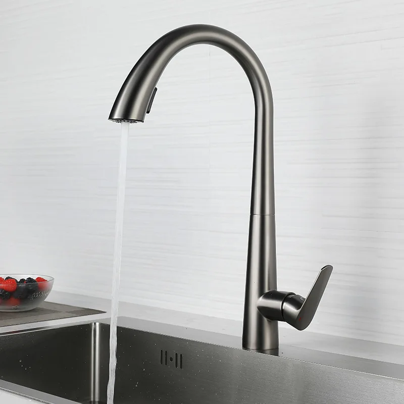 Robinet de cuisine chaud et froid, double sortie extractible en acier inoxydable, robinet de cuisine rotatif à 360 degrés, accessoires de cuisine