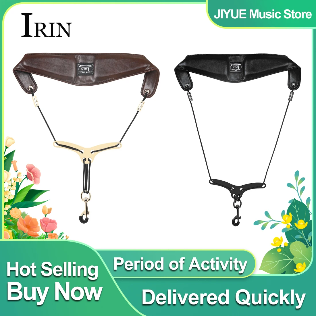 IRIN Saxophon-Umhängeband, F-95, Saxophongurt, Leder gepolstert, weicher Schutz, Umhängeband, Saxophon-Zubehör und Teile Image