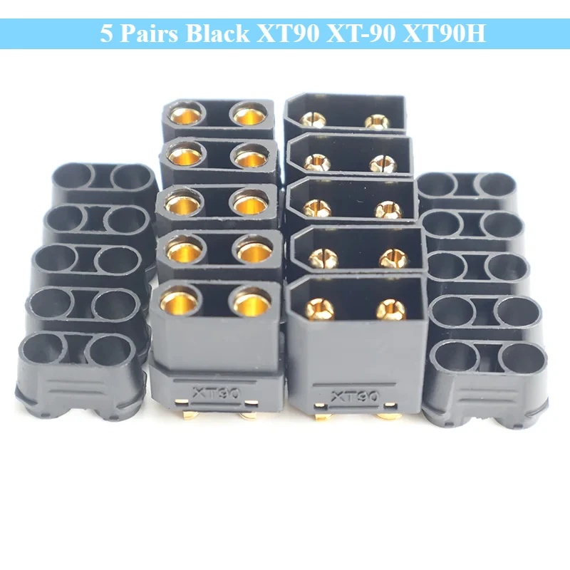 5 Paar Stecker XT90 Schwarz XT-90 XT90H männlicher und weiblicher Rundstecker für RC Lipo Batteriemotor ESC und Ladekabel erweitern Image