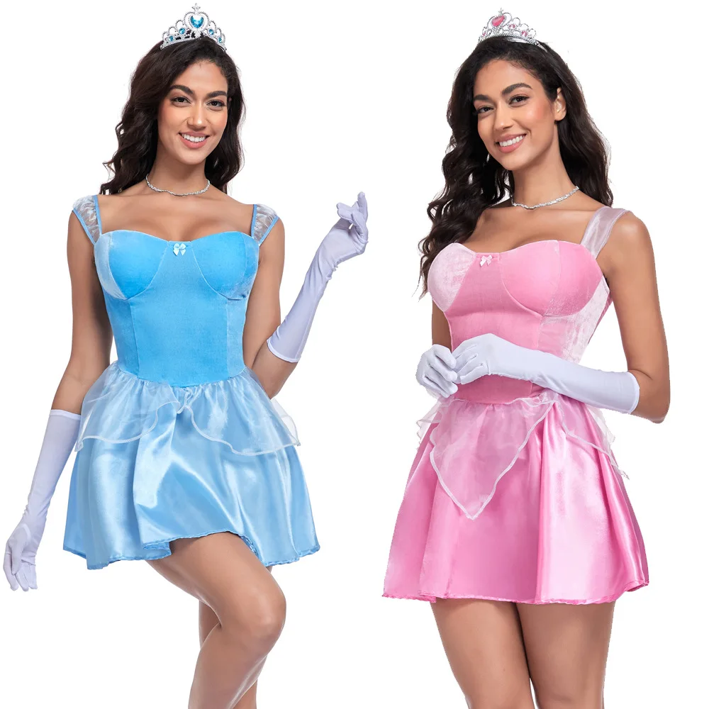 Halloween Rosa Pfirsich Prinzessin Kostüm Frauen Mädchen Sexy Schlanke Blume Knospe Geformt Rosa Prinzessin Kleid Karneval Party Cosplay Anzug