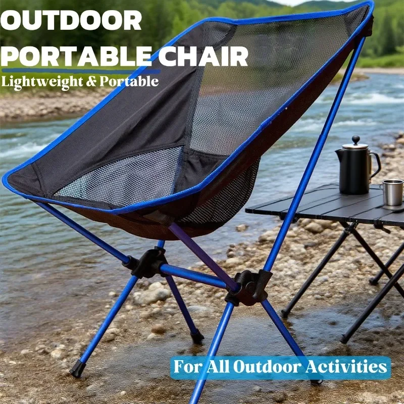 Ultraleichter, tragbarer, zusammenklappbarer Campingstuhl – 250 Pfund Kapazität mit Tragetasche und Seitentaschen, Aluminiumrahmen für Strandcamping, Angeln