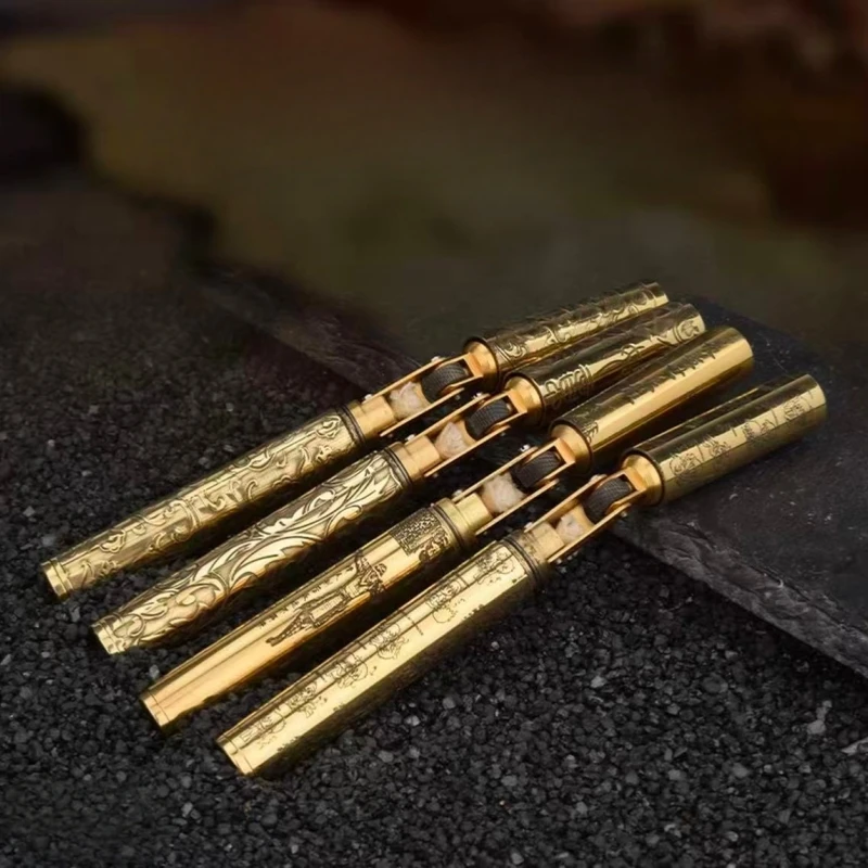 Exquisite geschnitzte Schleifscheibe mit offener Flamme, Mini-Feuerzeug aus reinem Kupfer, kreatives, leichtes Zigarettenzubehör, Geschenk für Männer Image