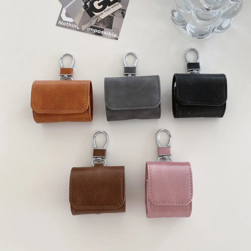 Für AirPods Pro 3 2025 Fall Retro Einfachheit Rindsleder Textur Muster Hängende Schnalle Abdeckung Für AirPods 4 3 2 1 Pro 2 Pro2 Fällen Image