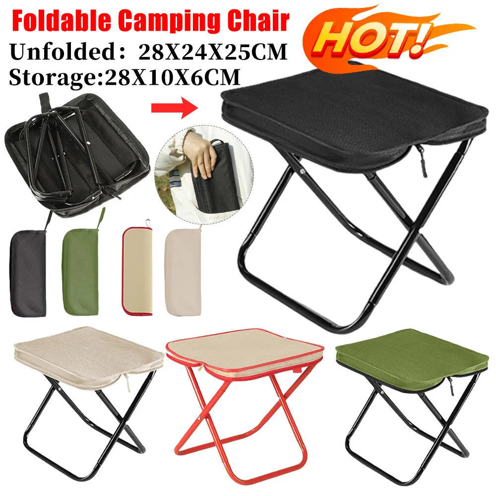 Tragbarer faltbarer Campinghocker, zusammenklappbarer Campingstuhl, rutschfeste Unterlage und Tragetasche, zusammenklappbarer Angelstuhl, Sitz zum Angeln, Camping Image