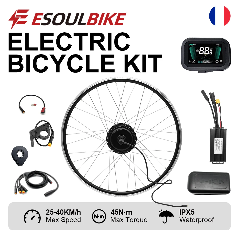 ESOULBIKE 48V 500W Hinterkassetten-Radnabenmotor 26-29 Zoll 700C E-Bike-Kit Elektrofahrrad-Umrüstsatz wasserdichtes Kit Image
